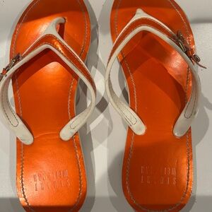 Stuart Weitzman Orange Leather Sandals